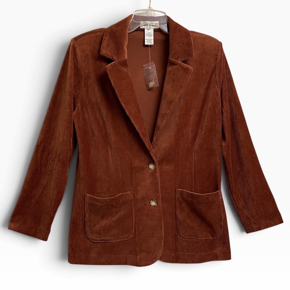 Draper's & Damon's Corduroy Blazer Women Medium Cinnamon Brown Cotton Blend